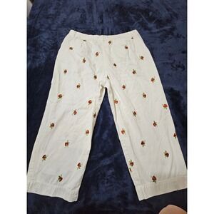 Chadwicks womens vintage white capris strawberry embroidery print sz 16 summer